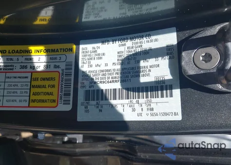 2024 Ford Bronco Sport Outer Banks z USA, uszkodzony, nr VIN 3FMCR9C64RRF28611